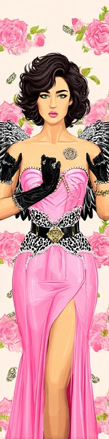 Free angel bookmark featuring an angel in a long pink dress